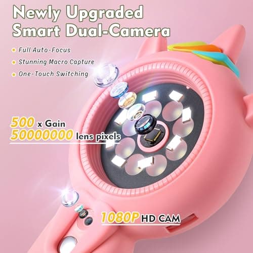 Kids Microscope- 500x Magnification,16X Zoom,Handheld Microscope for Kids with HD Cam,Portable Science Learning Tool,Christmas Birthday Gifts for Boys Girls Aged 3-12 (Pink) - Thumbnail 6