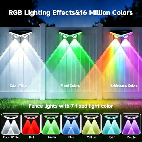 AHAWILL Fence Lights Outdoor 8 Packs,Smart RGB Fence Lighting with APP&Remote Control,IP67 Waterproof Fence Lights,DIY Scene Modes,LED Light for Fence,Patio,Yard,Garden(50ft) - Thumbnail 2