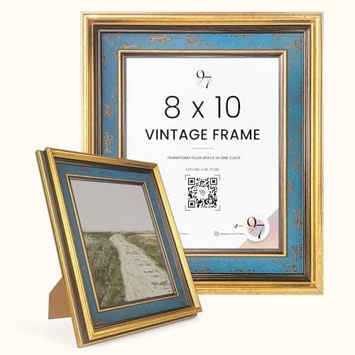 97 Decor 8x10 Vintage Picture Frame - 8x10 Picture Frame Gold Vintage, 8 x10 Gold Frame For Posters, Rustic 8 x 10 Frame Wall Hanging For Home Decor