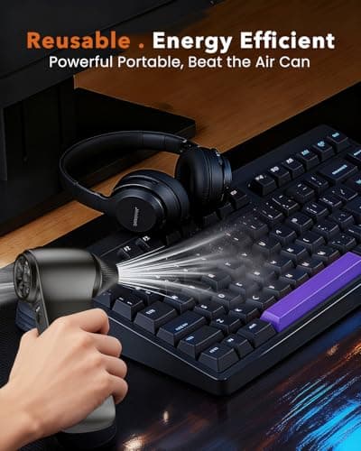 Compressed Air Duster 180000RPM – Super Power Cordless Electric Air Duster with 3-Speed Turbo Fan, Rechargeable Air Blower for Computer, Keyboard, Car, Camera & Home Cleaning - Thumbnail 3