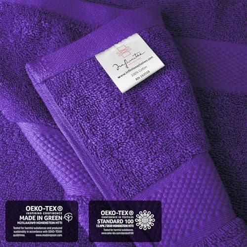 Infinitee Xclusives – Luxury Bath Sheets Towels – 1 Pack 600 GSM (35X70 Inches) – 100% Ring Spun Cotton Large Bath Towels for Bathroom (Profound Purple, Bath Sheets - Pack 1) - Thumbnail 5