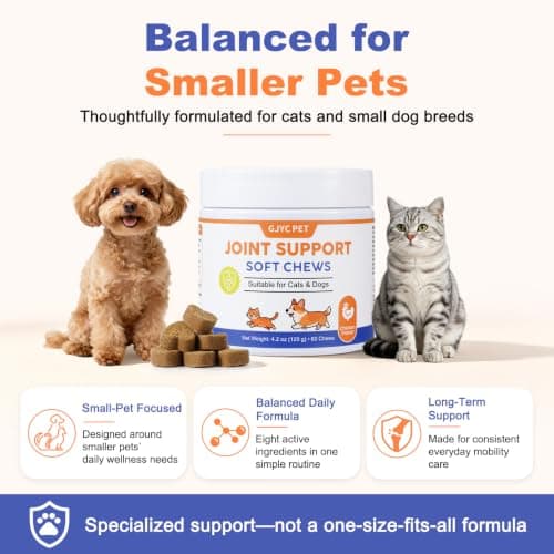 GJYC PET Glucosamine for Dogs and Cats - 8-in-1 Hip and Joint Supplement for Pets w/Green Lipped Mussel & Hyaluronic Acid - Support Mobility, Stiffness & Pain Relief - 60 Tender Soft Chews - Thumbnail 4