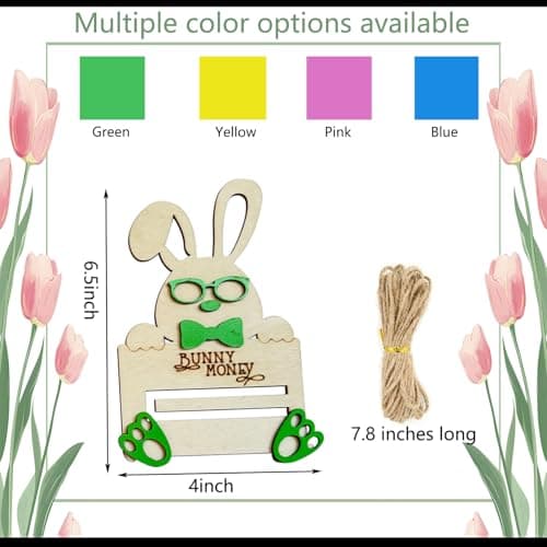 Easter Bunny Money Holder for Cash Gift,Cards Holder Basket Tag,Stuffers for Toddler,Kids,Teens,Gifts for Baby Boy,Girl,Grandchildren,Easter Basket Decorations (Blue) - Thumbnail 2
