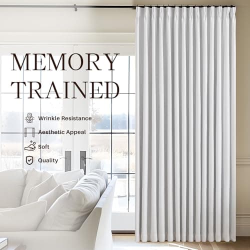 YZ HOME Pinch Pleated Linen Curtains 100% Blackout 84 Inches Long for Living Room Bedroom, Memory Trained Thermal Insulated Room Darkening Window Drapes with Rings Hooks, 2 Panels, White, 40" Wx84 L - Thumbnail 4