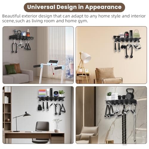 Floating Shelf Organizer Compatible with Tonal Accessories Home Gym Weight Storage Equipment Hanger Metal Rack Holder Wall Mount with Hooks T-Lock Adapters Bracket Hanger Workout Fitness (Style 2) - Thumbnail 4
