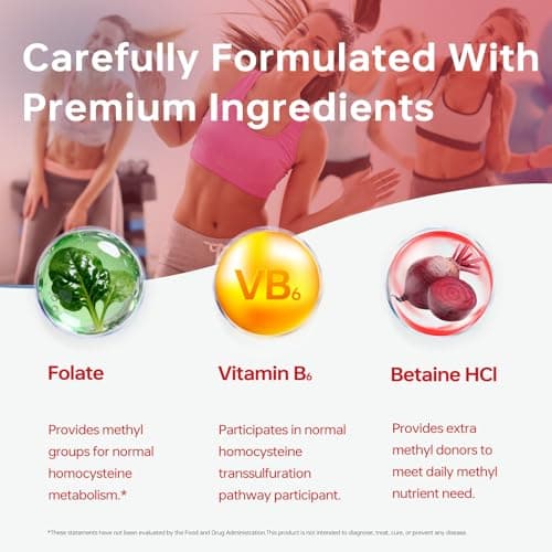 HUJ Homocysteine Formula Supplement - with B2, B12, Folate & Betaine HCl - for Homocysteine Metabolism & Methylation Support*- 60 Capsules - Thumbnail 5