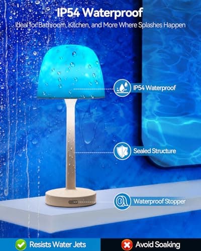 Rechargeable Shower Lamp Waterproof for Inside Shower-Bathroom Lamp Color Changing Ocean Wave Projector Light Water Proof,Shower Lighting Led Water Ripple Lights Ocean Lamps Bath Tub Relaxing - Thumbnail 3