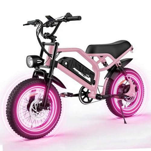 AVDLBIKE Electric Bike, 16'' Fat Tire eBike for Adults, 500W E-Bike with 36V/12.8Ah Removable Battery, 20 MPH 45 Mile Range Commuting Road Electric Mountain Bike with Dual Disc Brakes Pink A13 - Image 1