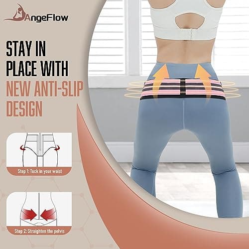 Sacroiliac Belt - SI Joint Belt for Alleviate Sciatica,Joint,Pelvis,Lower Back,Leg and Sacral Nerve Pain Caused by Si Joint Dysfunction -Adjustable Pelvis Hip Belt for Women and Men (Pink XL 47"-56") - Thumbnail 4