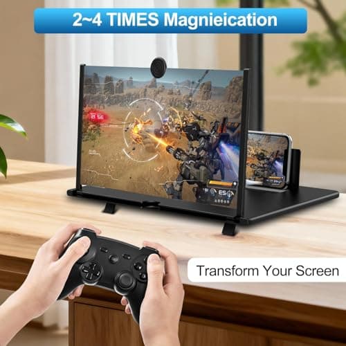 Pibkay 12 Inch Phone Screen Magnifier, Cell Phone Screen Magnifier, Pull Out Phone Screen Amplifier for Movies, Video, Gaming, Compatible with All Smartphones (Black) - Thumbnail 5