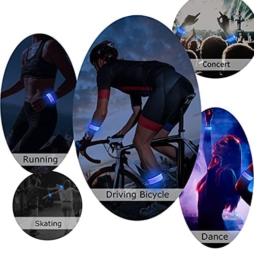 esonstyle 6 PCS Blue LED Light Up Band Slap Bracelets, Night Safety Wrist Band for Cycling Walking Running Concert Camping Outdoor Sports - Thumbnail 6
