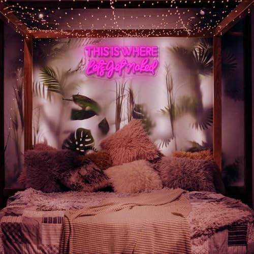 NXYX Let's Get Naked Pink Neon Sign Bathroom Led Sign Get Naked Wall Neon Light for Home Pink Bathroom Wall Decor Girl Teenager Funny Housewarming Gift Her - Thumbnail 6