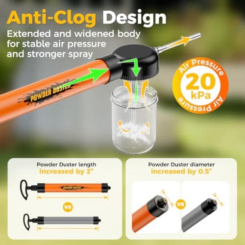 Diatomaceous Earth Powder Duster with Adjustable 4FT Rod, Clog-Free & Adjustable Output Pump, Ideal for Diatomaceous Earth Application, Powder Dispensing, Dusting Tasks & Indoor/Outdoor Gardening - Thumbnail 4