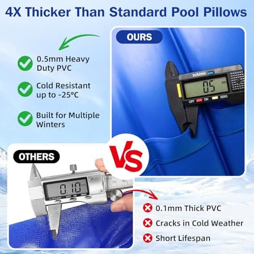 Pool Pillows for Above Ground Pool 6 x 6Ft, EPN Ultra-Thick 0.5mm Winter Pool Cover Air Pillow, Freeze-Resistant & Ice Pressure Relief, Heavy Duty Winterize Pool Closing Kit with 49ft Rope, No Leak - Thumbnail 3