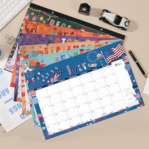 Desk Calendar 2026-2027 - Calendar 2026-2027 from Jul 2026 to Dec 2027, 17"×12", 18 months Calendar with Corner Protectors, Large Ruled Blocks, Notes - 12 Different Themes - Thumbnail 2