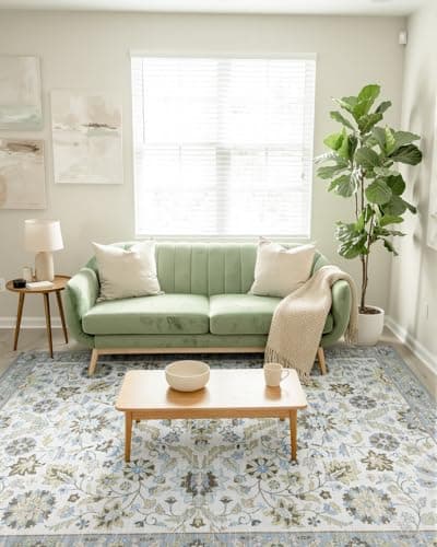MINIDEAR 2x6 Runner Rugs for Entryway, Kitchen, Washable Rugs for Bedroom Non Slip Vintage Rug with Floral Print Carpet Mat for Home, Daisy - Thumbnail 6