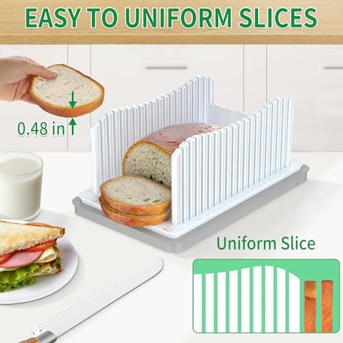 CAWIU Bread Slicer for Homemade Bread, Adjustable Width Bread Slicing Guide - Thumbnail 2