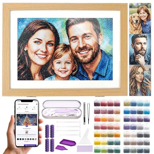 Caydo 3 Canvas Custom Diamond Painting Kit | Get Your Template & Start in Minutes via App | Personalized Diamond Art from Photo with Electric Diamond Painting Pen, 30,000 Diamonds(56 Colors) & Tools - Image 1