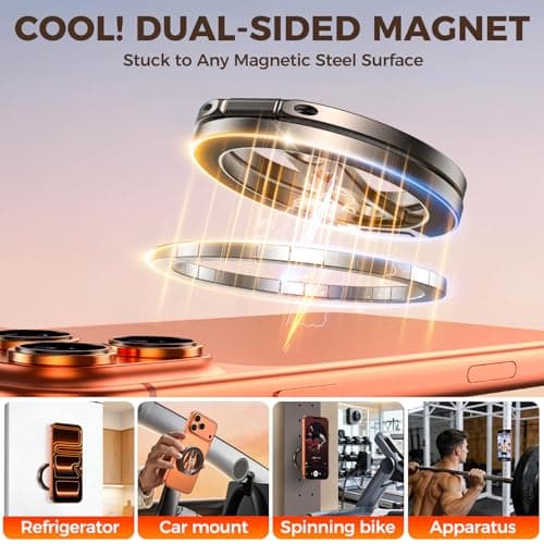 ZBHISHE Magnetic Phone Ring for MagSafe Grip [Dual-Sided Magnetic] [Magnet Phone Stand Grip Compatible with Car Mounts] Mag Safe Accessory for iPhone 17/16/15/14/13 Pro Max Plus, Grey - Thumbnail 4
