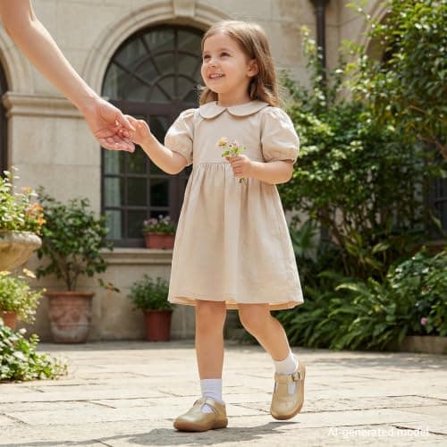 WIDE TOE BOX Mary Jane Flats Toddler Baby Girls Ballet Shoes Comfortable Dress Princess Cute Lightweight Girl Shoe for Church Footwear School Party Gold Infant 4 - Thumbnail 2