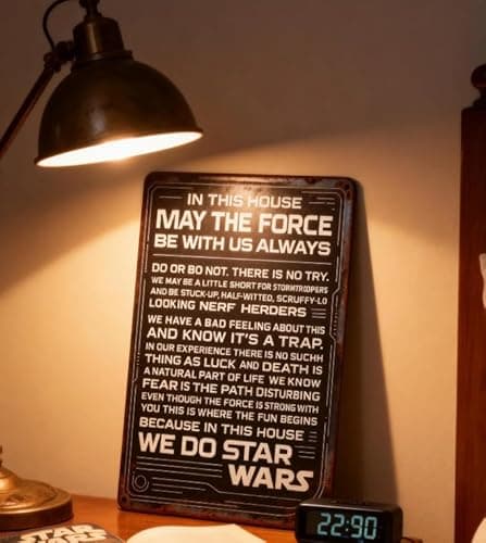 House Rules Metal Tin Sign Wall Art Rustic in This House Signs Gifts for Home Wall Decor Metal Tin Sign In This House Compatible For Star Wars Home Wall Art Decor Gifts Bathroom Accessories May The Force Be With You Do Or Not There Is No Try Decorations Vintage Signs 8x12 Inches - Thumbnail 4