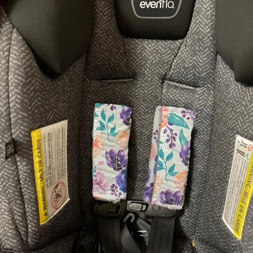 Baby Car Seat Neck Cover, Car Seat Strap Cover, Seat Belt Cushions Pads, Shoulder Strap Protectors, Reversible Pram Harness Covers in Minky Floral, Baby Neck Pad Protector - Thumbnail 4