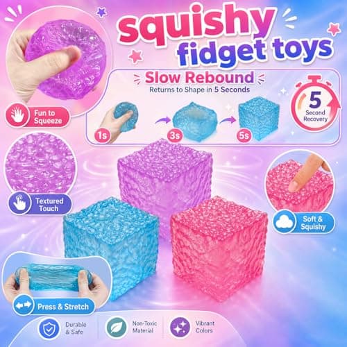 Zhgood Stress Cube Squishy Fidget Toy for Anxiety Stress Relief - Thumbnail 3
