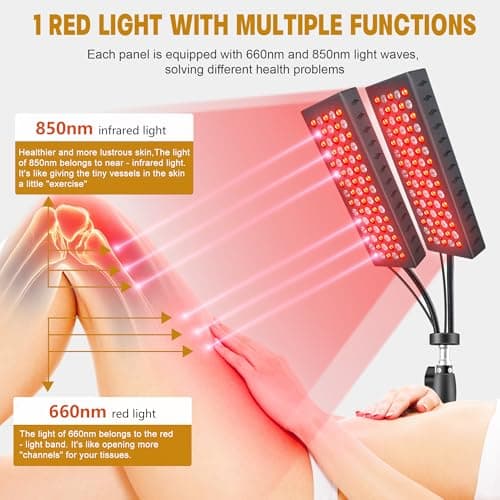 Red Light Therapy for Body, 55W Dual-Headed Infrared Light Therapy Lamp Device with Stand for Face 660nm Red Light & 850nm Near Infrared Light for Skin Joint Care, FSA or HSA Eligible - Thumbnail 5