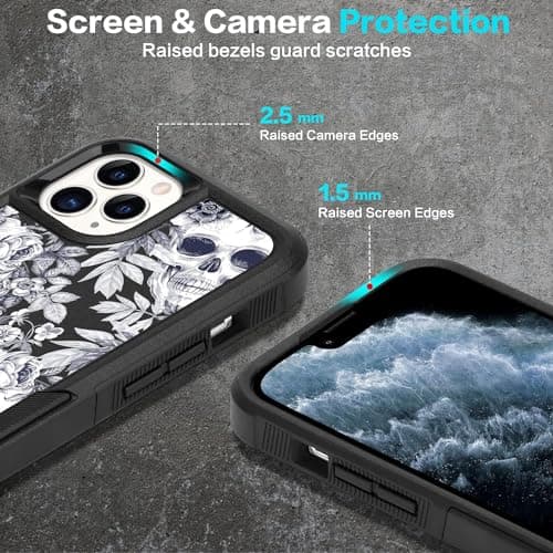 LOQUPE Designed for iPhone 11 pro Case, Heavy-Duty Tough Rugged Lightweight Slim Shockproof Protective Case for iPhone 11 pro 5.8 Inch,Women Girls,Cute Skull - Thumbnail 4
