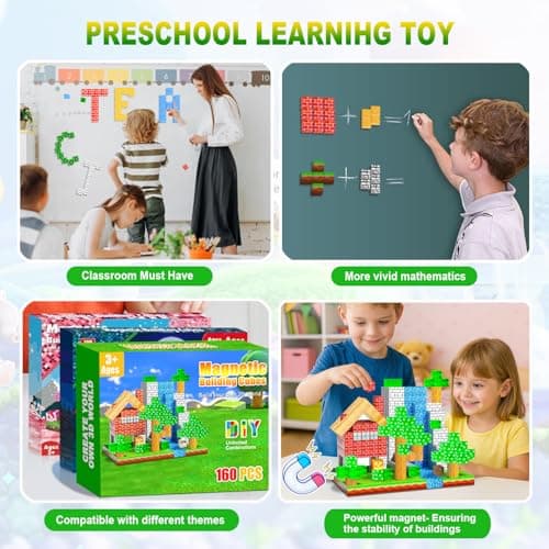 carlle Magnetic Building Blocks 160PCS Magnet Cubes Toys, Build 3D Forest World Set, STEM Montessori Sensory Toys for Kids Boys and Girls Ages 3-5 4-8 - Thumbnail 5