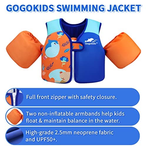 Gogokids Toddler Swim Vest Pool Floats for Kids 30-40-50-60-70 lbs, Kids Swimming Jacket[Stable Buoyancy & Comfort Wear] Puddle Float Jumper Swim Arm Floaties Bands Water Wings for Boys Girls Swimmies - Thumbnail 2