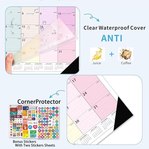 2026-2027 Desk Calendar - 18 Month Desk Calendar 2026-2027, Jan 2026 - Jun 2027, 17" x 12", Large Desk Calendar with Thick Paper, Large Blocks, Stickers, Home or Office Calendar for Easy Organizing - Thumbnail 5