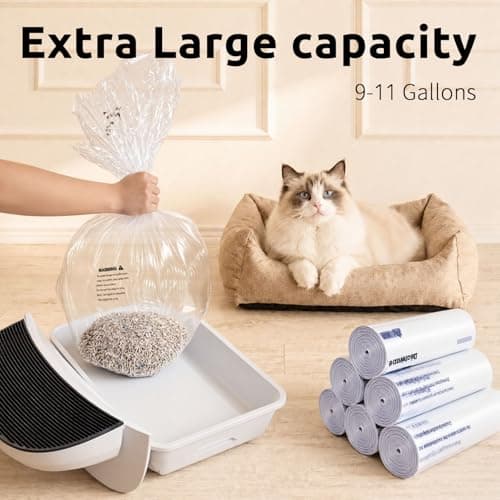 150 Pack Heavy Duty Self-Cleaning Litter Box Liners, Compatible with Litter-Robot 3/4, Extra Thick Waste Drawer Liners, 9-11 Gallons of Capacity, Easy to Empty - Thumbnail 2