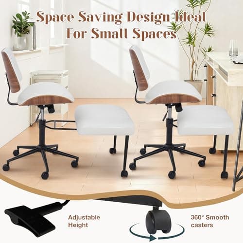 Azaeahom Ergonomic Cross Legged Office Chair with Wheels, Height Adjustable & 360°Swivel for Meditation, Desk & Yoga - Wide Criss Cross Design, Kneeling Chair - White - Thumbnail 3