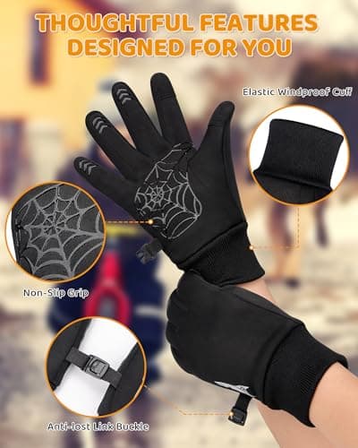 YANIKY Kids Winter Gloves Boys Girls,Anti-Slip Touchscreen Thermal Gloves for Running Cycling Outdoor Activities,Ages 4-12 - Thumbnail 5
