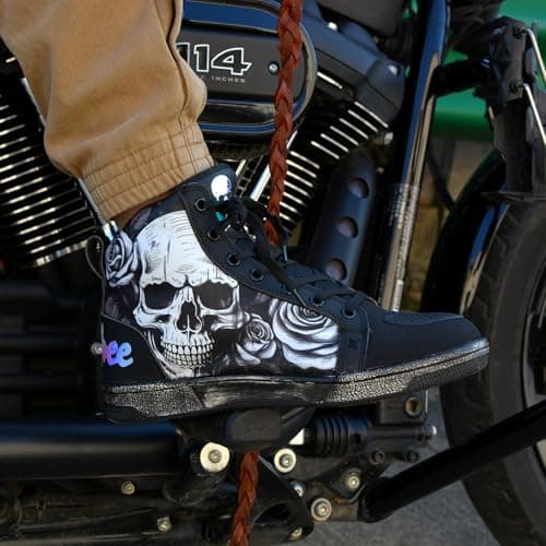 GXZUORUI Motorcycle Shoes for Men, Breathable Anti-Slip Casual Motorcycle Riding Shoes Motocross Protective Boots with Side Zipper, Ankle Support Footwear (Black, Adult, Men, 7, Numeric, US Footwear Size System, Medium) - Thumbnail 4