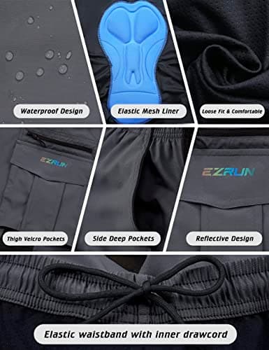 Men's Mountain Bike Shorts 3D Padded Bicycle Biking Shorts Quick Dry Lightweight MTB Cycling Shorts (Greyblack, XL) - Thumbnail 5