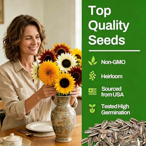LUOJIBIE Sunflower Seeds 5 Varieties Mixed, 1500+ Sunflower Seeds for Planting 2026, High Germination Non-GMO, Wildflower Seeds for Planting Indoor Outdoor, Open Pollinated - Thumbnail 3