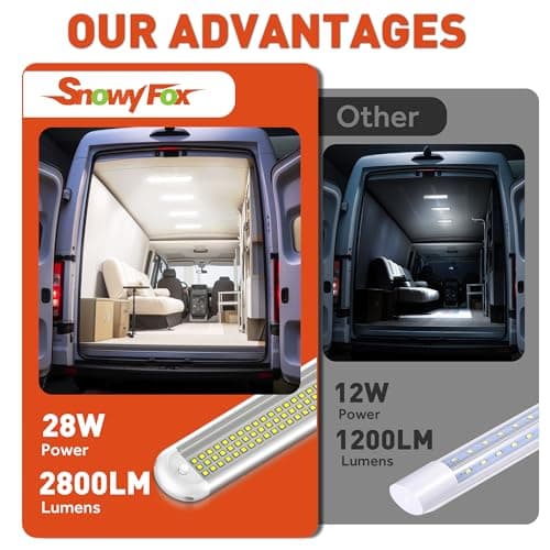 12V LED Interior Light Bar, 120LEDs 28W Led Strip Lights with ON/Off Switch, for Enclosed Cargo Trailer Car RV Van Truck Lorry Camper Boat Caravan Motorhome (4 Pack) - Thumbnail 4