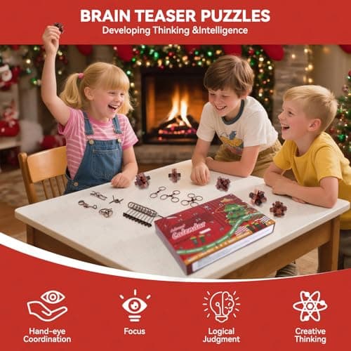24 Pcs Brain Teaser Puzzles for Kids Adults - Metal and Wooden Puzzles for Adults Teens, Unlock Interlocking Puzzle IQ Education Smart Toys,Difficult Magic Brain Teaser Puzzle - Thumbnail 2