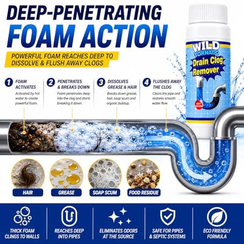 Sink & Drain Cleaner, Powerful Pipeline Dredging Agent,Drain Clog Remover Set Fast Foaming for Kitchen Toilet, Pipes Cleaning Tool（4pcs） - Thumbnail 5