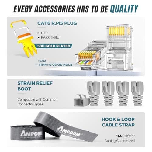 AMPCOM Ethernet Crimping Tool Kit 9-in-1 Pass Through RJ45/RJ11 Network Tool Kit for STP Cat7/6A UTP Cat6/5E/5 RJ45 Connectors with 110 Punch Down Tool Wire Stripper in Portable Waterproof Bag - Thumbnail 6