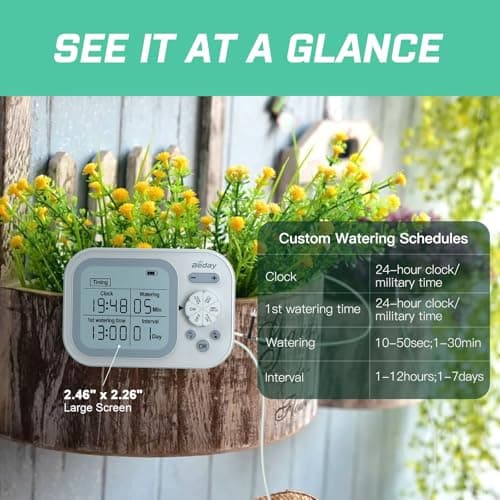 Automatic Plant Waterer Indoor Self Watering System for 15 Potted Plants, Auto Drip Irrigation Kit Programmable Water Timer with Smart Humidity Detection - Thumbnail 3
