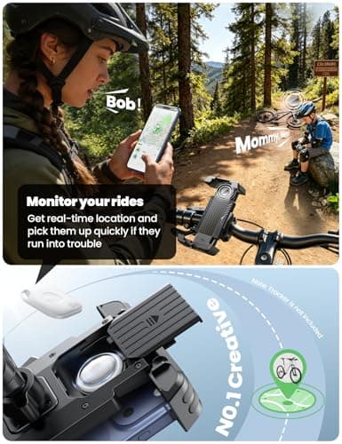 JOYROOM Bike Phone Holder [Hidden Tracker Storage] Phone Holder for Bike [1S Auto Lock] Motorcycle Phone Mount for Bike Bicycle Ebike Accessories Handlebar Phone Mount for All 5.8‘’-7.2" Cell Phones - Thumbnail 3