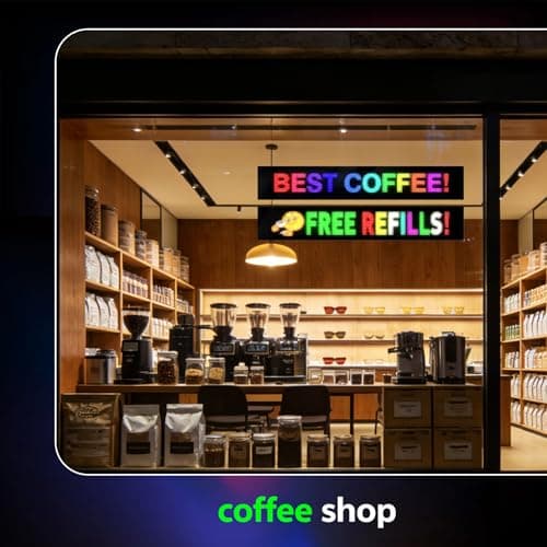 Large Programmable Indoor Window LED Sign, P5 Resolution LED Signs, Bluetooth App, for Business Bars Gaming Rooms Restaurants Festivals - Thumbnail 2