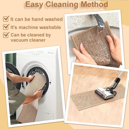 Non Slip Stair-Treads for Wooden Steps Indoor, 15 PCS Stair-Carpet Treads Washable Stair-Runner Rugs for Kids and Dogs, Stair Runner Rugs, 8" X 30" Beige - Thumbnail 4