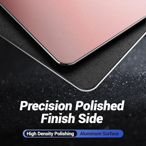 HONKID Metal Aluminum Mouse Pad Pink, Office and Gaming Thin Hard Mouse Mat Double Sided Waterproof Fast and Accurate Control Mousepad for Laptop, Computer and PC,9.06"x7.08",Rose Gold - Thumbnail 3