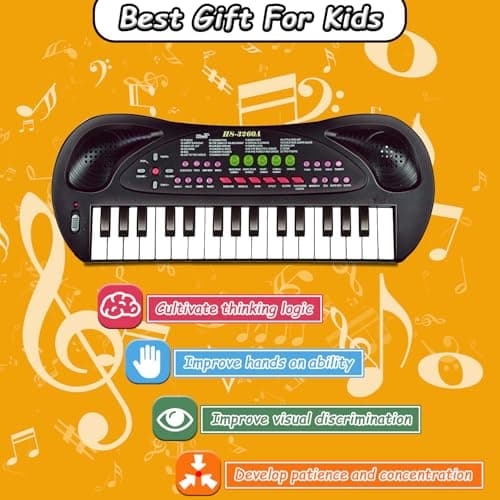 EKKBHKI 32 Keys Kids Piano Keyboard Toys, Multifunction Keyboard for Kids - Children Early Learning Educational Music Piano Toys for 3-8 Year Old Boys and Girls (Black) - Thumbnail 5