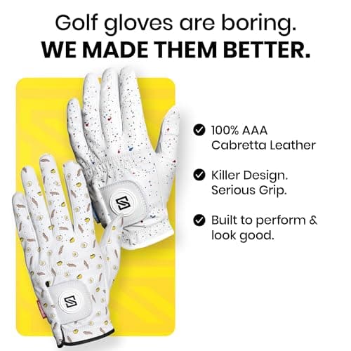 SKIVE Golf Premium Golf Glove | 100% AAA Cabretta Leather | Cool Golf Gloves | Serious Feel & Performance | Golf Gloves Men Left Handed Golfer - Thumbnail 4