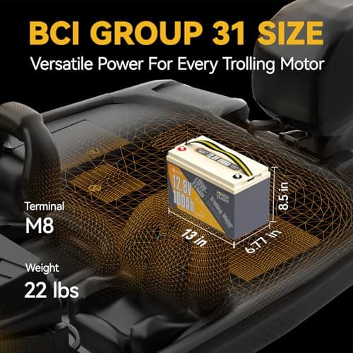 Power Queen 12.8V 100Ah Low-Temp LiFePO4 Battery with 24V30A MPPT Charger, Built-in 100A BMS, Grade A Battery Cell, Up to 15000+ Cycles, Perfect for Trolling Motor, Marine, RV - Thumbnail 2